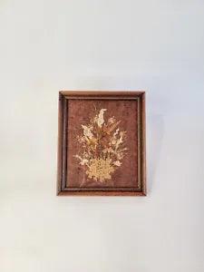 Vintage 5" x 7" Wood Frame Dried Pressed Flower Art Dottie Wallander Boho Decor