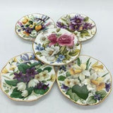 Five English Bone China Miniature Plates - Floral Bouquets - Wall Decor - Shelf Decor