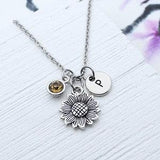Sunflower Necklace, Personalized Sun Flower Charm Necklace, Sunflower Jewelry, Flower Gift, Birthday Gift, Gardening Gift