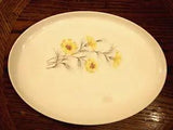 Meat Serving Platter Yellow Carnation Mum Flower Pottery VTG Table-scape Ceramic