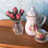 1:12 scale roses Mother??s Day miniatures dolls house vase floral bouquet pretty outdoor flowers conservatory decoration tiny gift for Mom