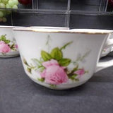 2309031 Vintage 4 pc Set Pink Rose Bouquet Flat Cup by Canonsburg - Gold Rim- Good Condition No Chips or Cracks