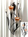 12.5" SHIMMERING DAWN LILY SCULPTURED TEALIGHT WALL SCONCE * NIB
