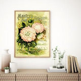 Dahlia Print with Frame  | Advertising Garden Flower Seeds | Vintage Flower Photo Print Framed | Poster Print | Painting Poster Print