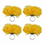 DII Modern Polyester Fabric Peony Flower Napkin Rings in Yellow (Set of 4)