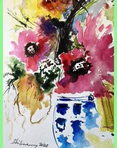 Painting Peonies Water ORIGINAL Art Flower Painting Floral Abstract Modern Art