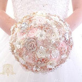 Wedding bouquet. Bridal bouquet. Blush pink rose gold,  ivory brooch bouquet. quincea?era jewelry brooch bouquet. quincea?era dress