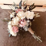LAURA | Wood Flower Bouquet + Sola Wood Flowers, Dusty Rose & Ivory