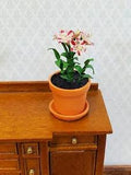 Dollhouse Lillies Lily in Terra Cotta Planter Pot Pink & White 1:12 Scale Garden