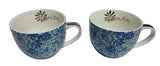 VTG LILLY PULITZER 12 OZ Tea Coffee cups Blue Floral Gold Handle Set of 2 EUC