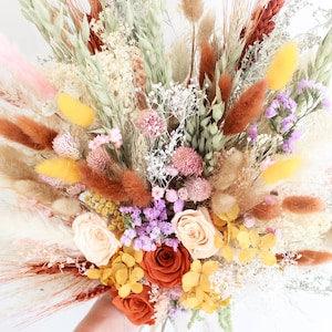 Colorful Dream Dried Flowers Bouquet / Peach+Rust+Blush+Sage Rose Pampas Grass bouquet