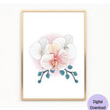 Orchid Art Print Flower Wall Art White Orchid Prints Floral Wall Art Tropical Flower Print Botanical Poster Housewarming Gift Flower Decor
