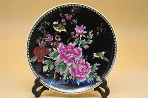 6 Inch Chinese Rose Porcelain Painted Peony Flower Plate w Qianlong Mark 24562