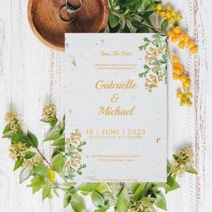 Marigold SEED PAPER Invite | Eco-friendly Sustainable Biodegradable Wedding Invitation (Personalised) | Engagement Card | Save The Date