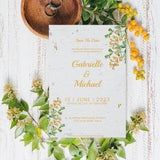 Marigold SEED PAPER Invite | Eco-friendly Sustainable Biodegradable Wedding Invitation (Personalised) | Engagement Card | Save The Date