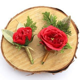 CHRISTMAS WEDDING BOUTONNIERE , Red and Gold Wedding Boutonnieres , Winter,  Mint Greenery , Real Touch Evergreen , Red Rose Boutonnieres