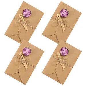 7"x4" Dried Flowers Greeting Cards, 4pcs Carnation Handmade Blank Note Card