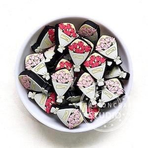 Wholesale Beads, Rose Bouquet Focal Silicone Beads, Loose Silicone Beads, 29*20mm, DIY Lanyards Beaded Keychain Women Gift