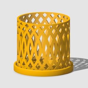 Orchid Pot, Unique Plant Pot with Drainage Holes and Saucer, 3D Printed Planter, Cute Mustard Planter Pot, Modern Home Decor