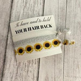 NEW! Sunflower Bridal Hair Ties, bridal shower, bridesmaids gift, bachelorette party favors, sunflower wedding decorations