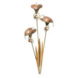 Outdoor Stainless Steel Calla Lilies Garden Stake - Three Flowers with Bells