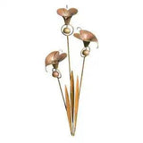 Outdoor Stainless Steel Calla Lilies Garden Stake - Three Flowers with Bells