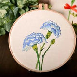 Embroidery Kit For Beginner Flower Design DIY Home Wall Decor Carnations Blue