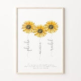 Custom Best Friend Gift, Sister Gifts, Personalized Sunflower Friendship Print, Long Distance Gift, Family Custom Birthday Gift,Best Friend