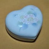 VTG  Otagiri TRINKET BOX w/Lid PEONY Heart Shaped Porcelain Embossed  Japan