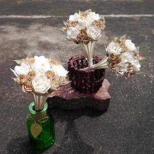 Set of 3 Roses Bouquet of 2-3.5cm Dia. Sola Diffuser Flowers with 10 Inch. Rattan Reeds