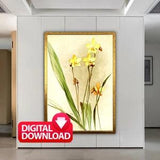 YELLOW ORCHID Painting Printable, Reichenbachia Orchids (1888-1894), Orchid Lover Gift, Yellow Flower Art