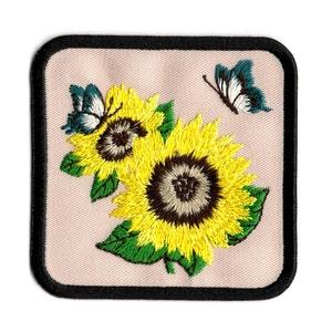 Sunflower & Butterfly's Patch  Embroidered Iron On Garden Flower Patch