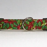 Red with Green Christmas Holly Berry Plant Mistletoe Holiday Dog Collar