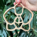 Handmade Unglazed Beige Ceramic Phalaenopsis Moth Orchid Christmas Tree Holiday Ornament