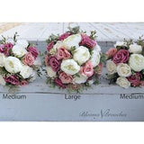 Dusty Rose Mauve and Ivory Wedding Bouquet, Silk Wedding Flowers, Bridesmaid Bouquets, Corsage, Faux Flowers, Custom Wedding Bouquets