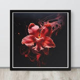 Enigmatic Bloom Print: Abstract Orchid Poster in Dripping Red Hues