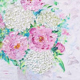 hydrangea painting roses original art impasto oil painting white hydrangea abstract flowers square canvas floral bouquet vase by Irina Jouk