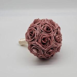 Dusty Rose And Ivory Bridal Bouquet, Toss Bouquet, Bridesmaid Bouquet, Matching Boutonniere and Corsages, Custom Colors