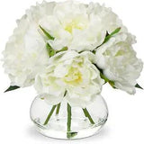 Fake Flowers White Peonies Artificial Flowers Faux Flowers with Vase Peony Silk