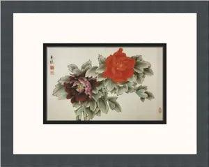 Jia Kede Peony Asian Art Custom Framed Print