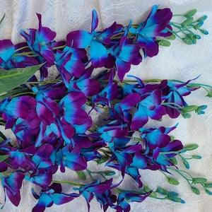 Purple and turquoise Galaxy orchid stems, 4-100 stems, Singapore orchids, island orchid, silk flowers, fabric