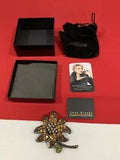 JOAN RIVERS Classics Collection Amber Crystal Lily Flower Brooch Pin NEW IN BOX