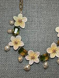Betsey Johnson NWT Pearl and Lily Green Stone Necklace 16???