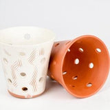 Scout Pot 5.75x5.75" For Orchids | Painted Unglazed Terracotta Ceramic Classy Pottery Decoration Epiphytes Live Plant Potting Supplies