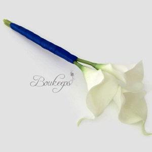 CHOOSE RIBBON COLOR - Calla Lily Bouquet, Real Touch Bouquet, White Calla Lily Bouquet, Real Touch Calla Lily Bouquet, Toss, Wedding Bouquet