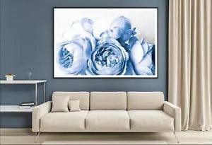 Blue Peony Flowers Closeup View Print Premium Poster High Quality choose sizes