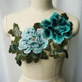 3D Peony Flower Leaf Lace Fabric Collar Embroidered Gown Appliques Wedding Decor