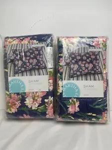 Set of 2 Martha Stewart Carnation Fields Standard Pillow Sham Quilted - NEW