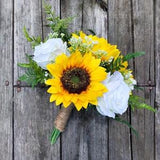 Sunflower Bouquet, Sunflower Rose Bouquet, White Rose Bouquet, Wedding Bouquet