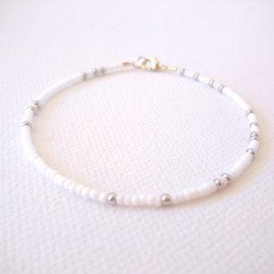 White bracelet, seed bead bracelet, ankle bracelet,plus size bracelet,friendship bracelet,minimalist,beaded bracelet,anklet,flower girl